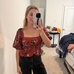 Floral Red Women's Top BP XS